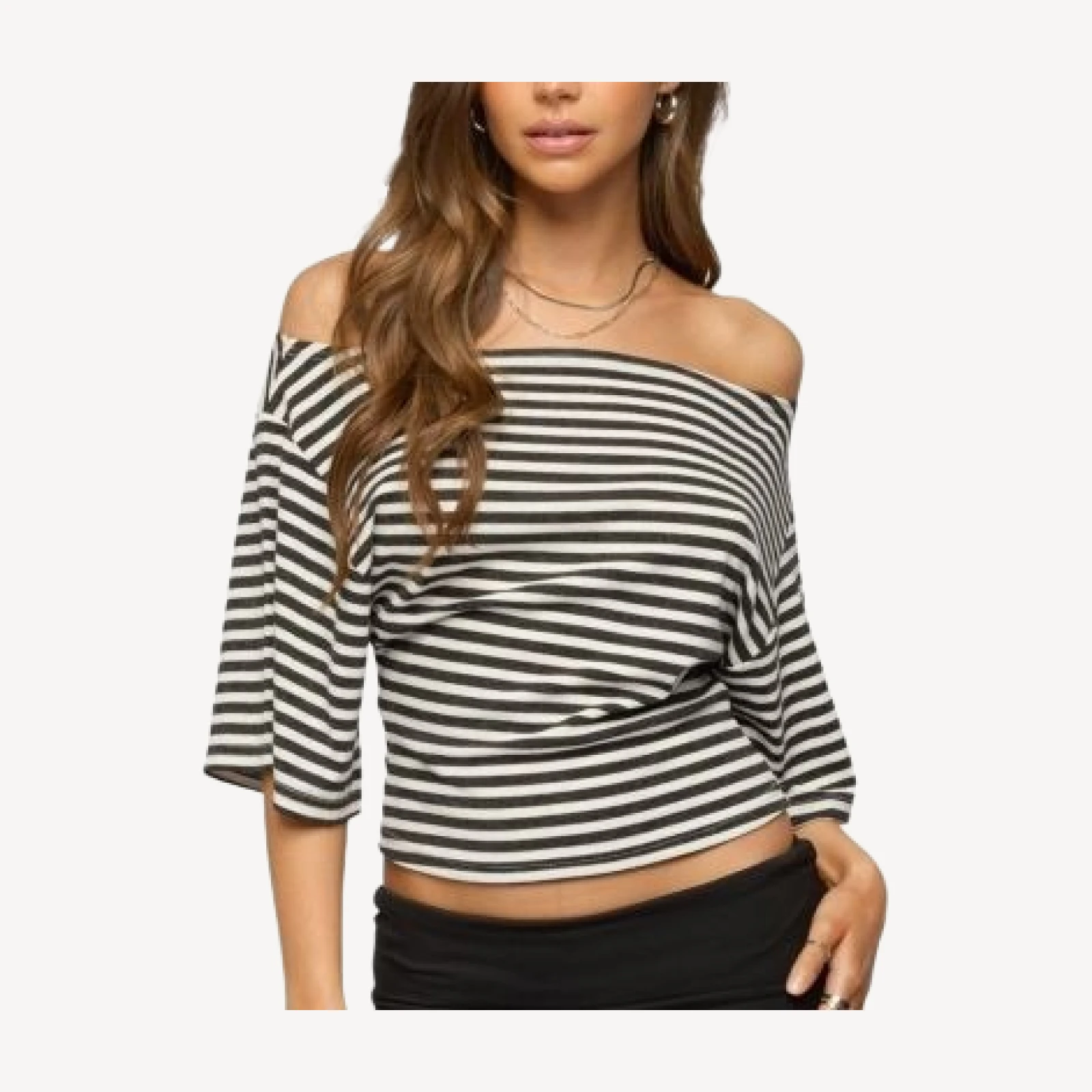 Edikted Jadan Striped Off Shoulder Top