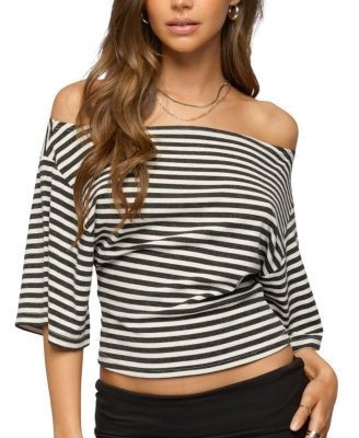 Edikted Jadan Striped Off Shoulder Top