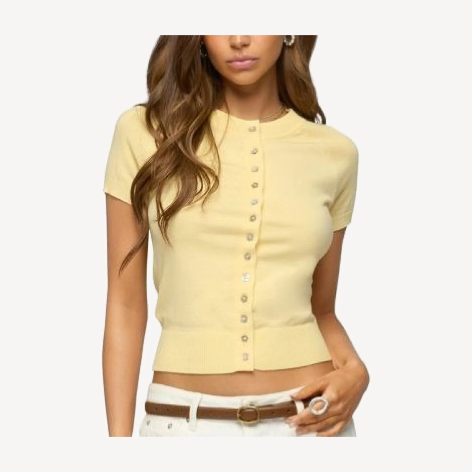Edikted Wilmer Button Up Short Sleeve Knit Top