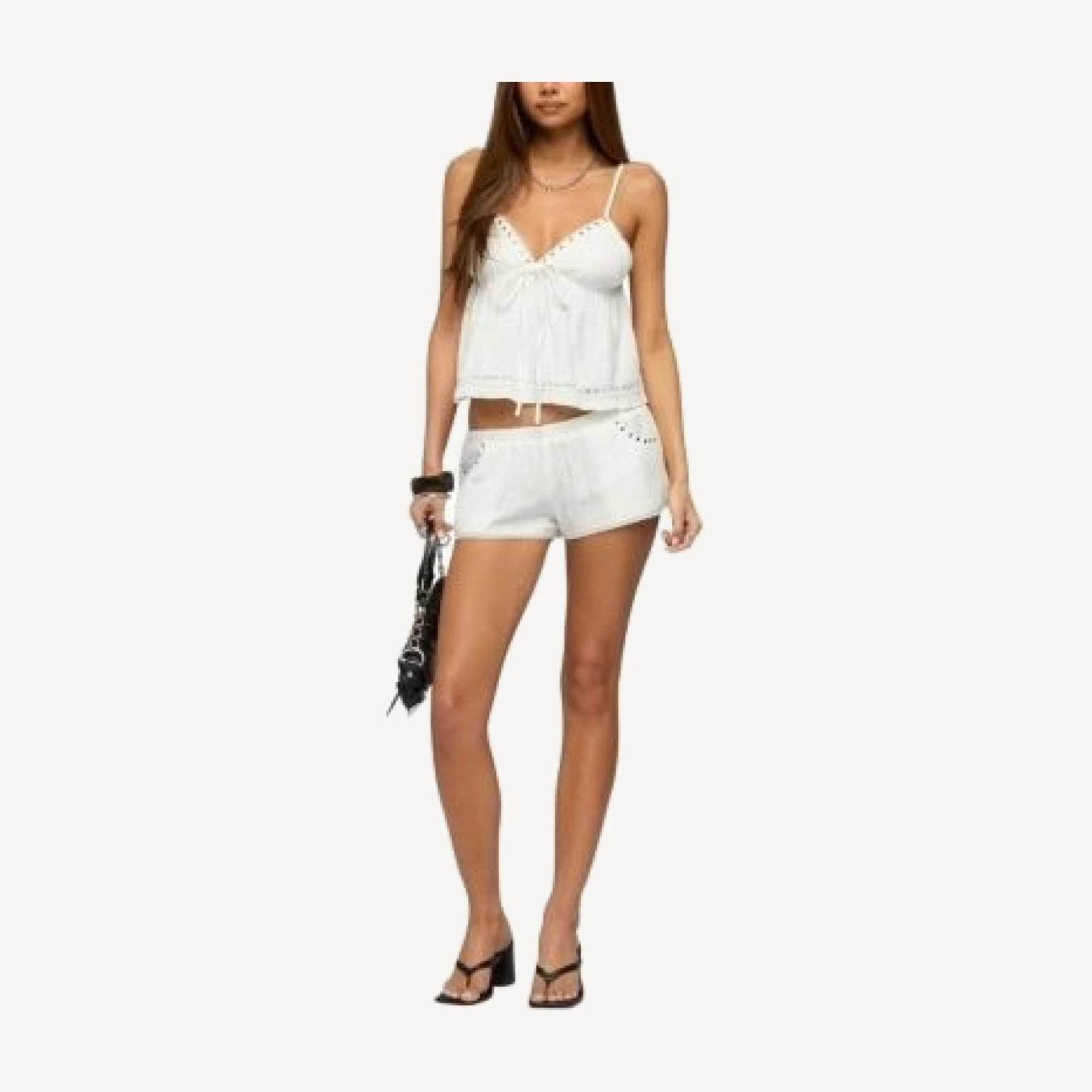 Edikted Kaydee Studded Textured Woven Babydoll Top