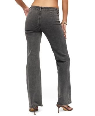 Edikted Grommet Mid Rise Straight Leg Jeans