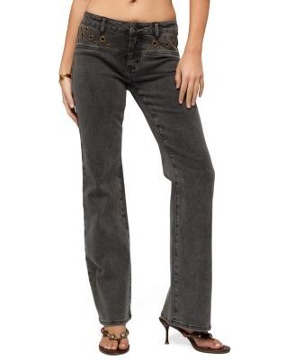 Edikted Grommet Mid Rise Straight Leg Jeans