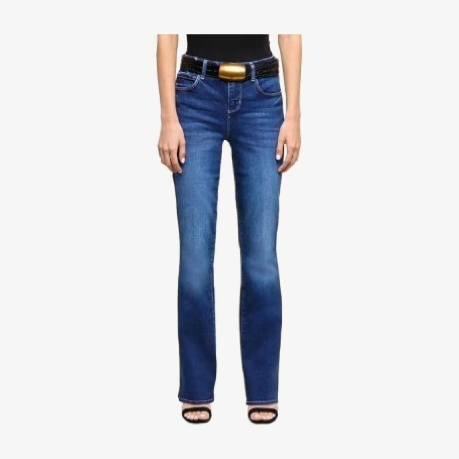 L'Agence Petite Selma Mid Rise Sleek Baby Bootcut Jeans in Rye Columbia