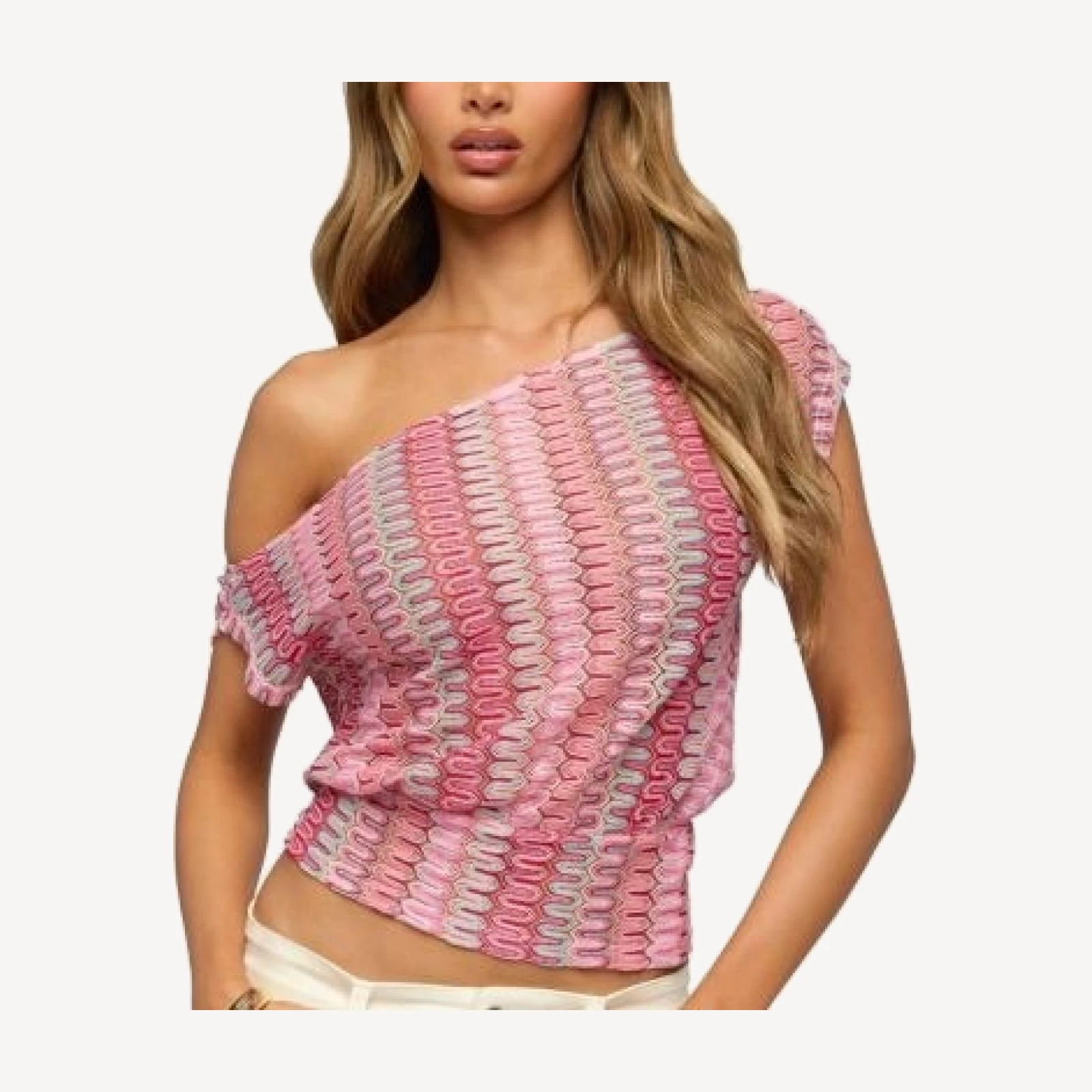 Edikted Taniya Off Shoulder Zigzag Knit Top