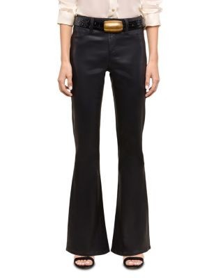 L'Agence Petites Marty Mid Rise Coated Flare Jeans in Noir