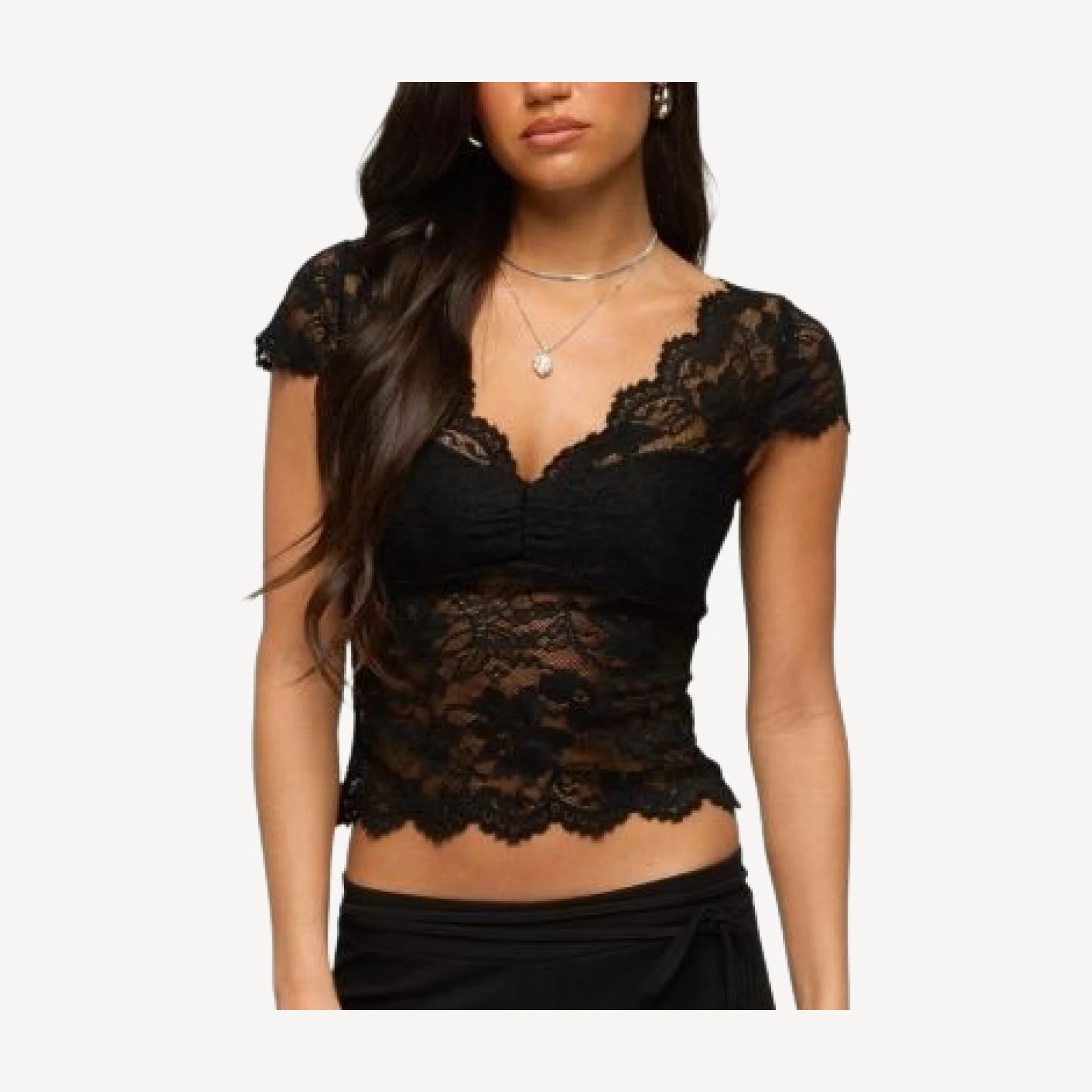 Edikted Elza Scalloped Sheer Lace Top