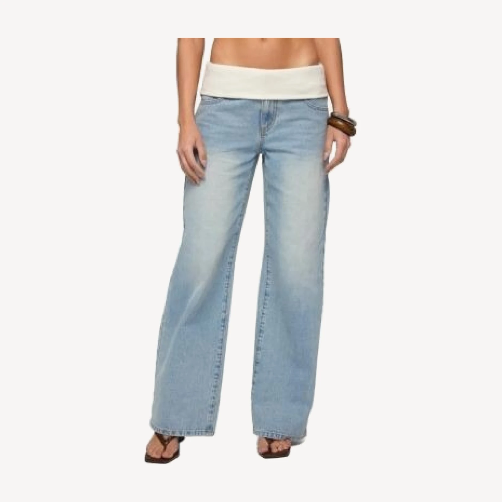 Edikted Knit Foldover Low Rise Baggy Jeans