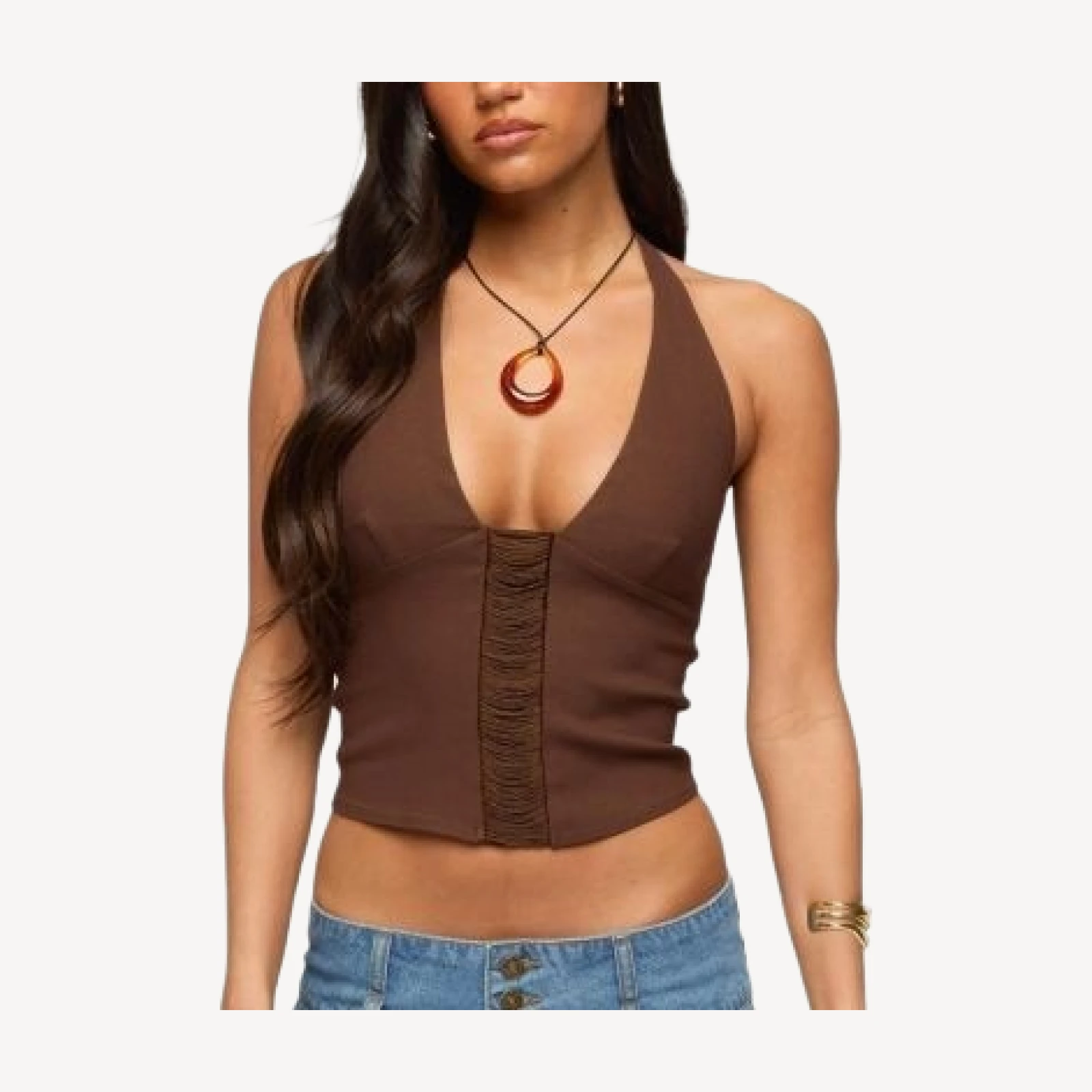 Edikted Alira Fringed Panel Halter Top