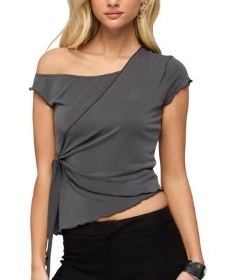 Edikted Asymmetric Off Shoulder Wrap Top