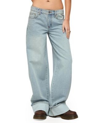 Edikted Contrast Heart Low Rise Baggy Jeans