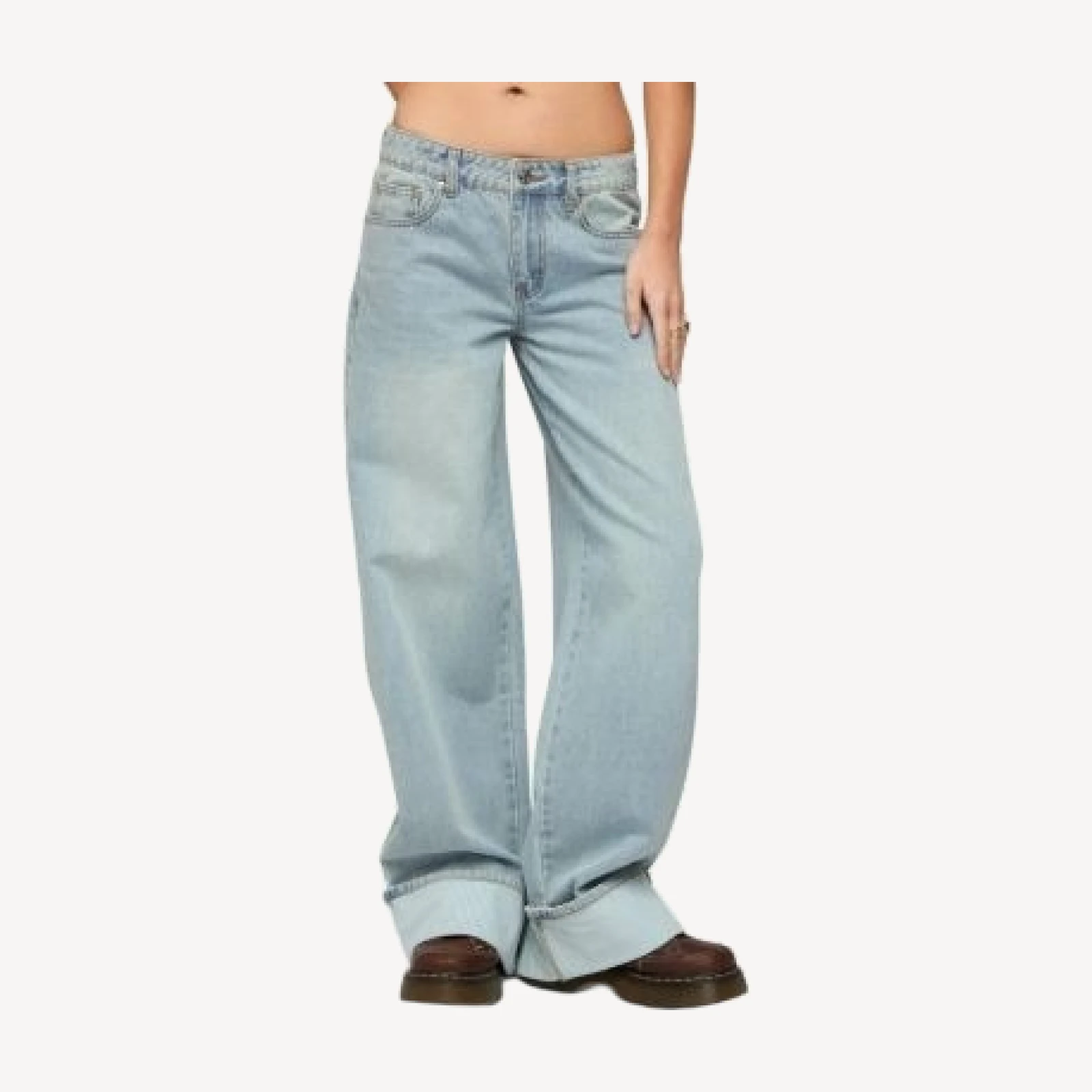 Edikted Contrast Heart Low Rise Baggy Jeans