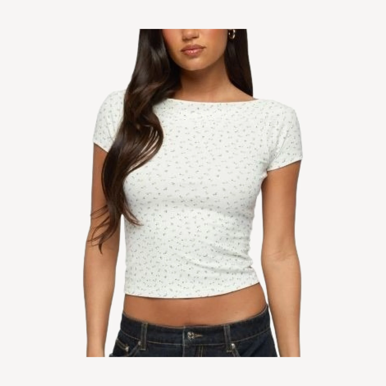 Edikted Raglan Boat Neck Floral Top