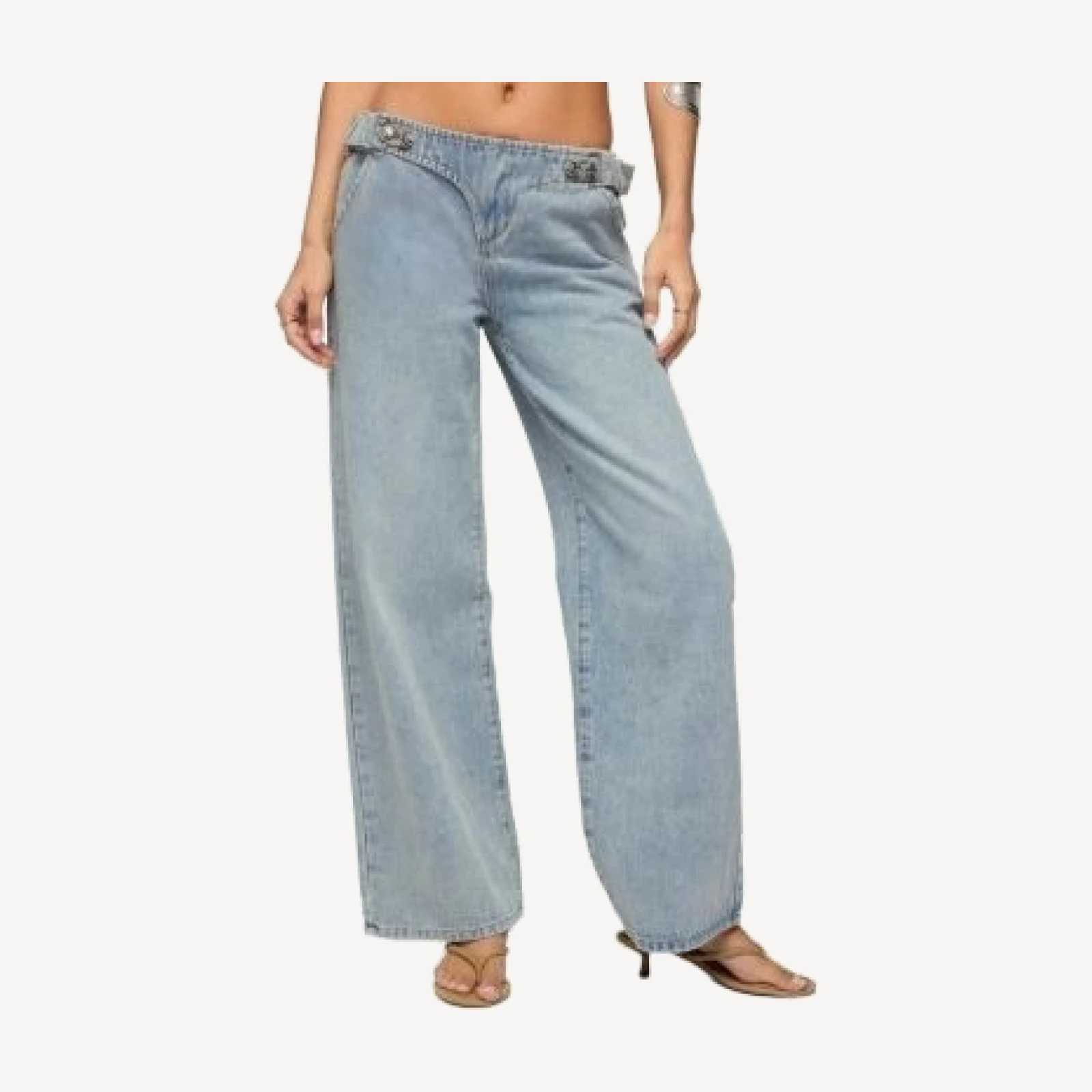Edikted Buckled Low Rise Baggy Jeans