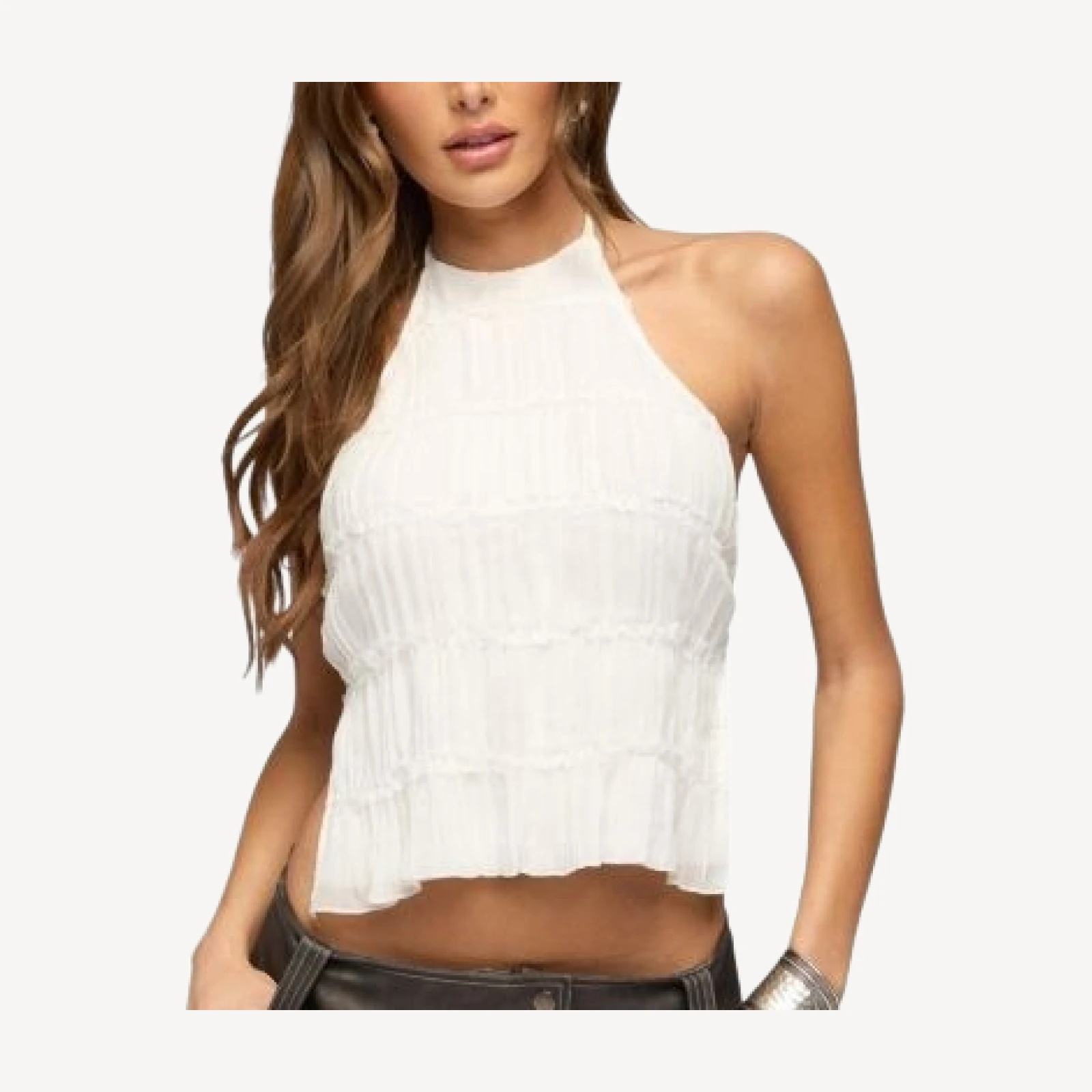 Edikted Amit Tiered Chiffon Backless Top