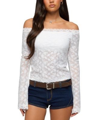 Edikted Built In Bra Off Shoulder Lace Top