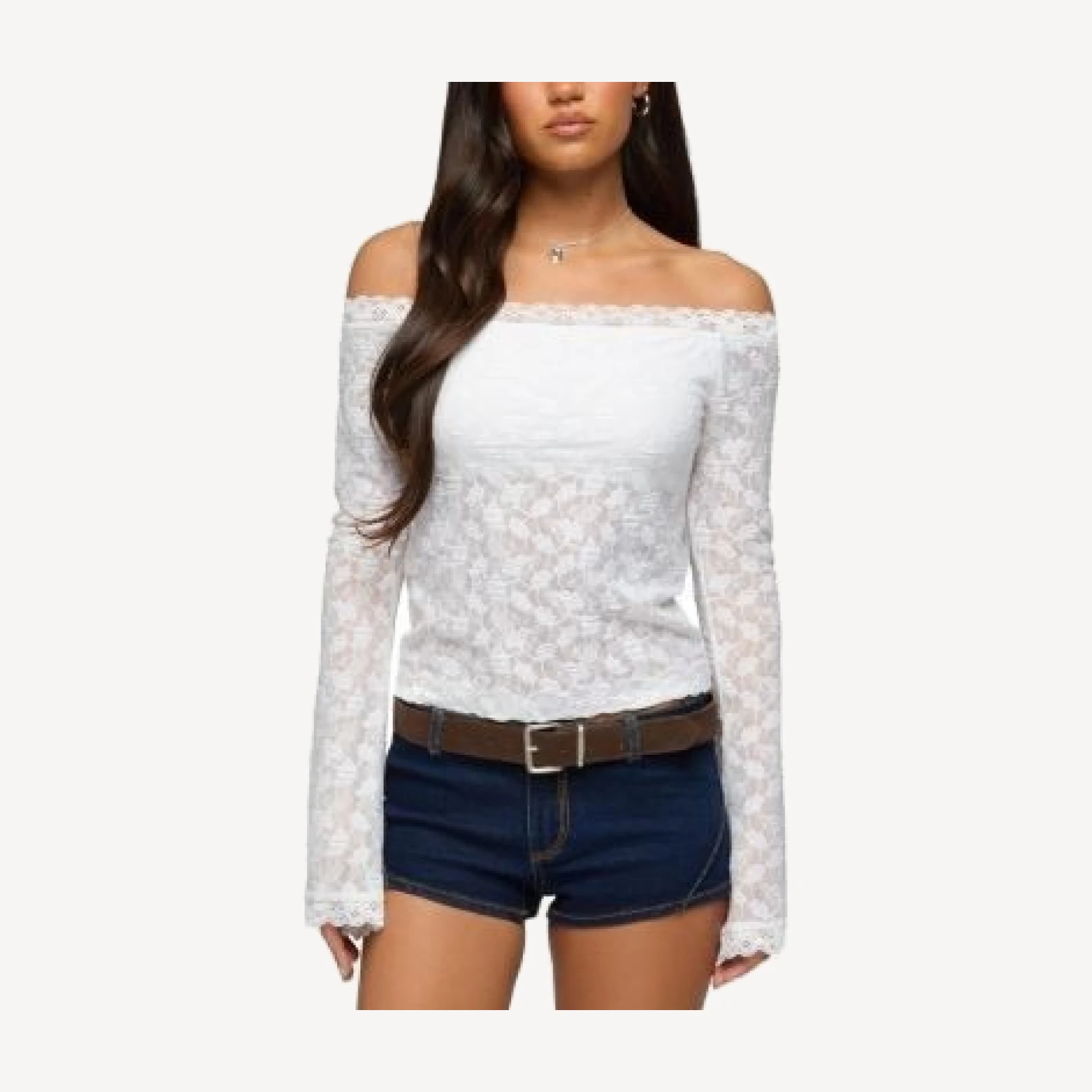 Edikted Built In Bra Off Shoulder Lace Top