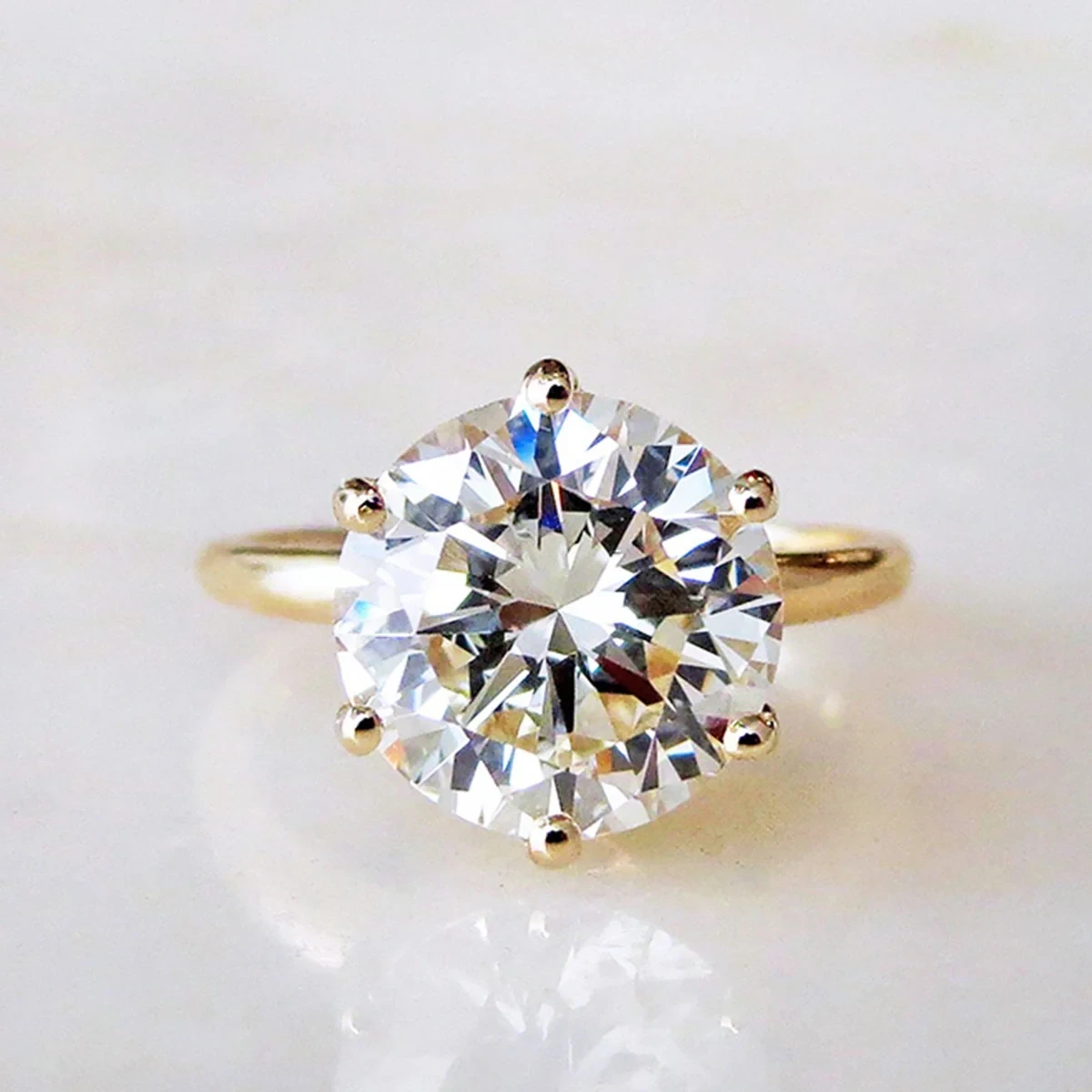 Custom Tulip Ring - Yellow Gold & White Diamond