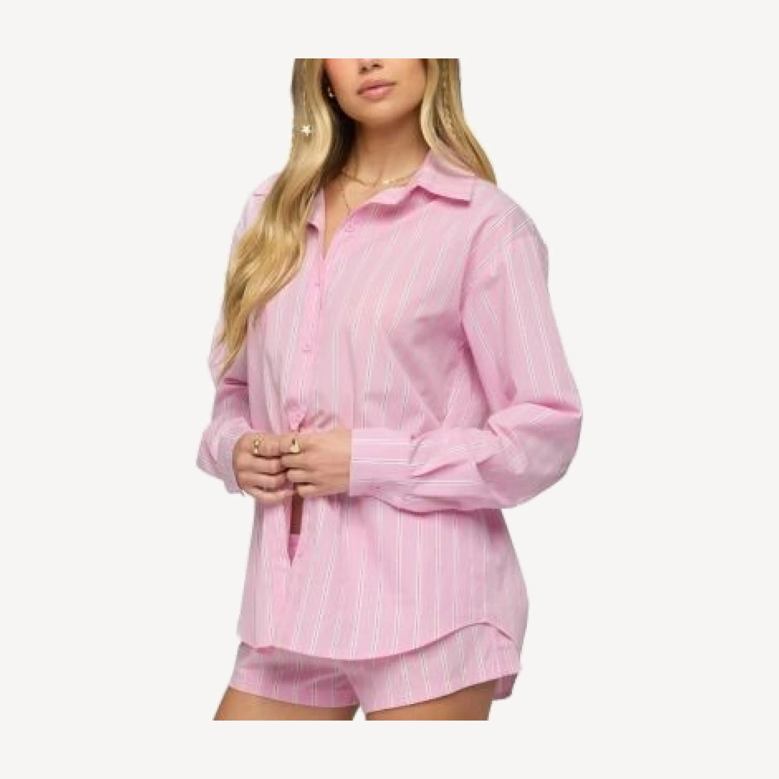 Edikted Carmella Striped Oversized Shirt