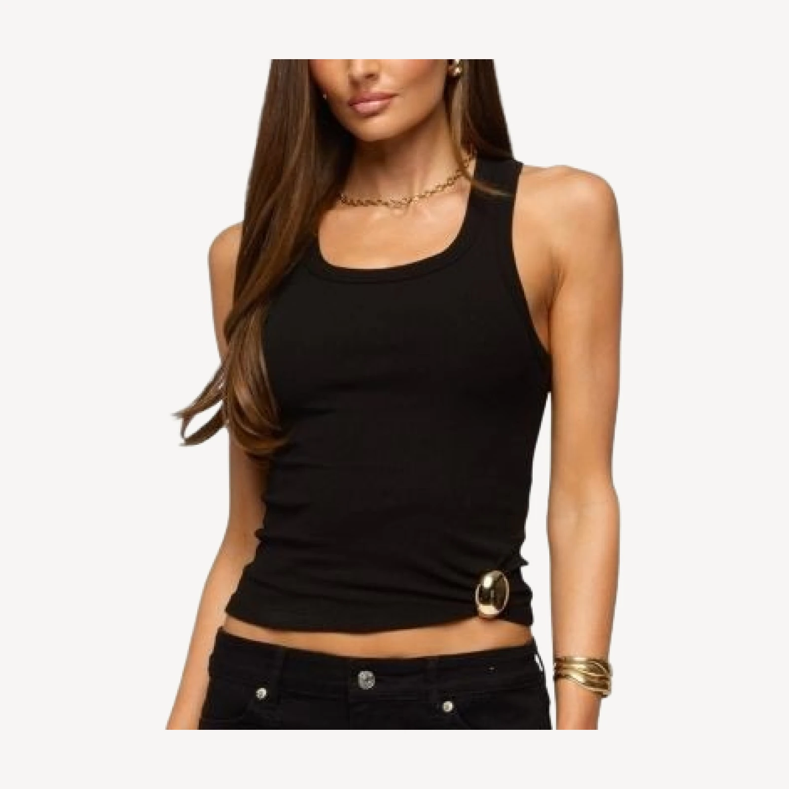 Edikted Klyah Metal Pendant Ribbed Tank Top