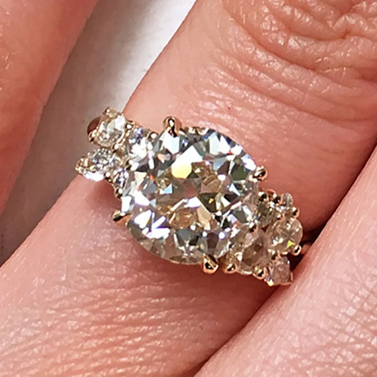 One Of a Kind Cluster Ring - Yellow Gold & White Diamond