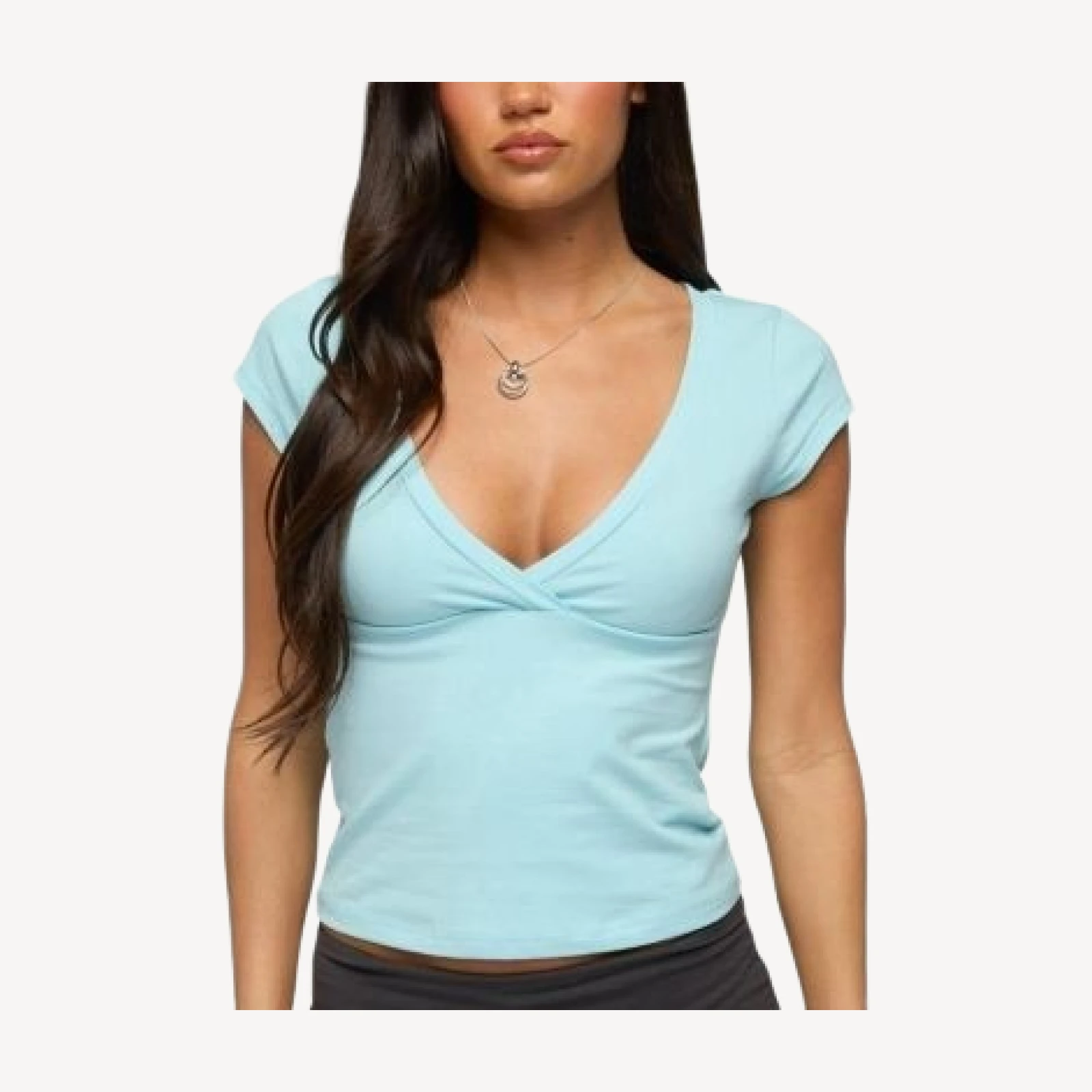 Edikted Penelopy Overlap V Neck T Shirt