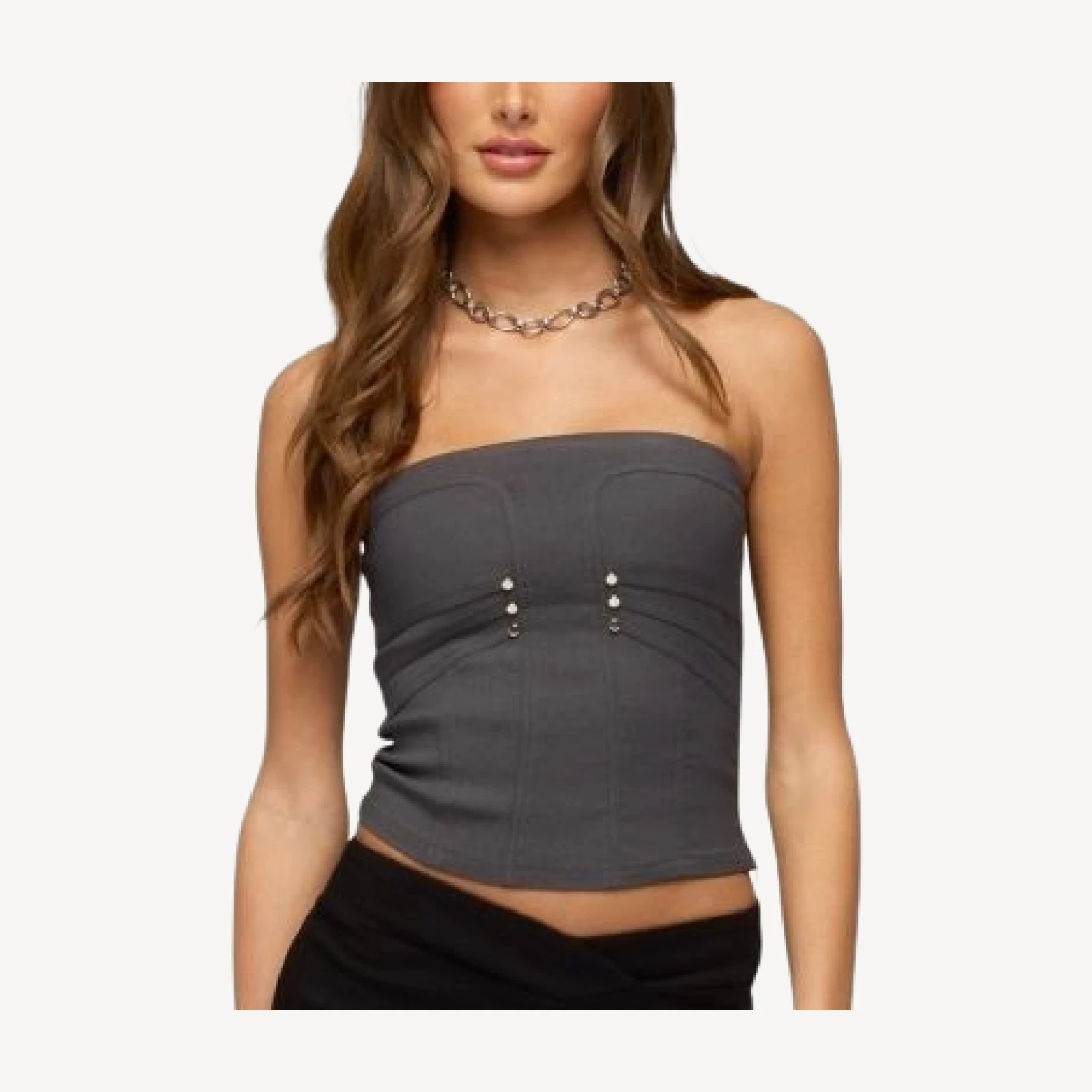 Edikted Maryah Paneled Stud Strapless Top