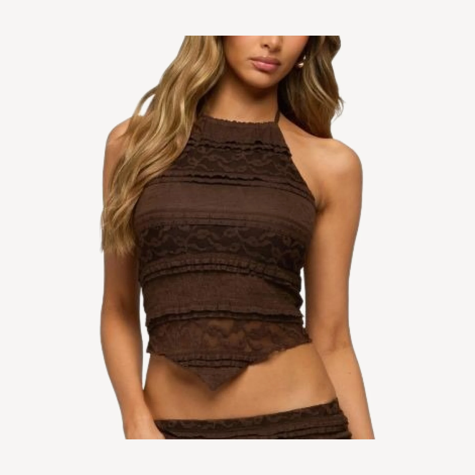 Edikted Zoya Handkerchief Lace Halter Top
