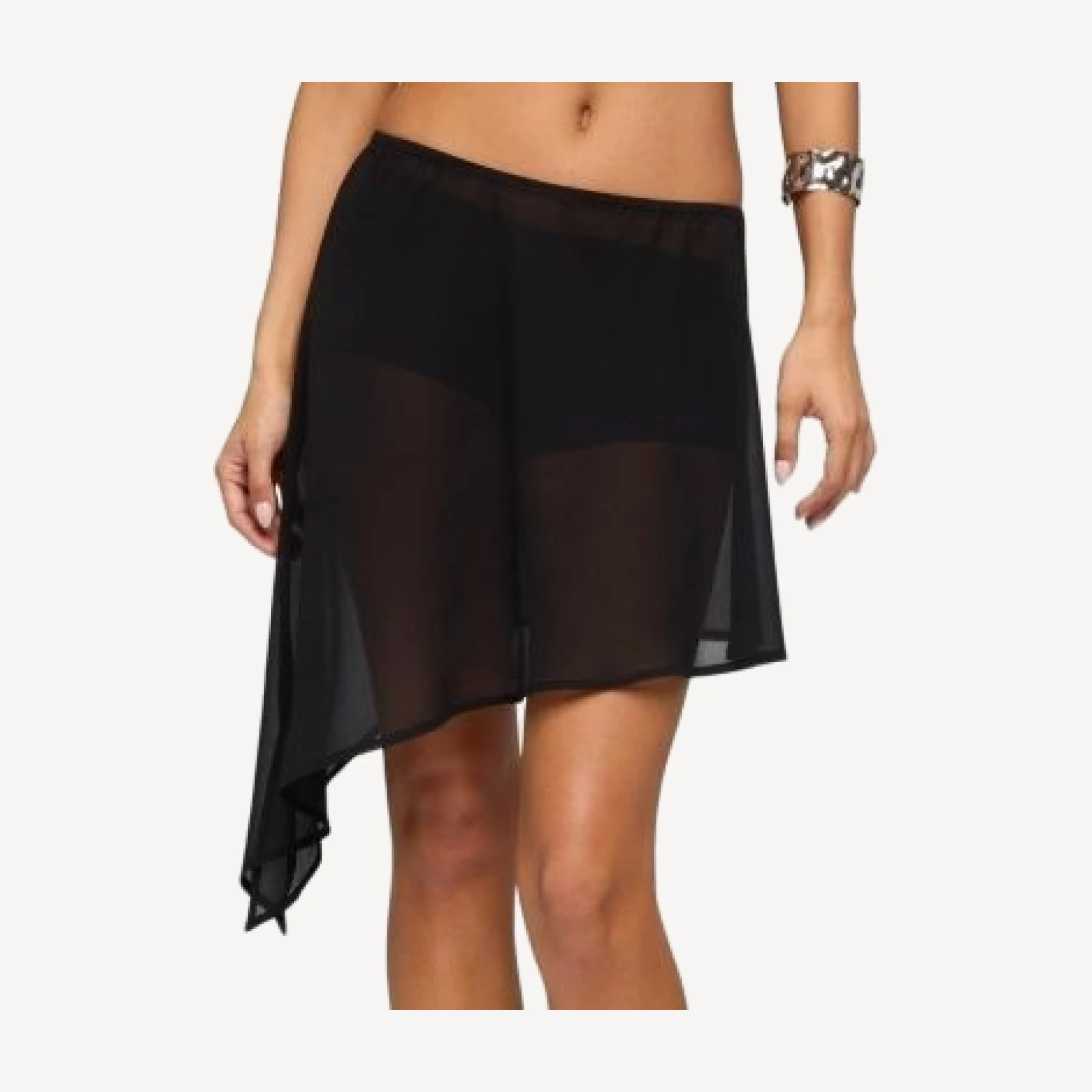 Edikted Irenah Asymmetric Sheer Chiffon Midi Skirt