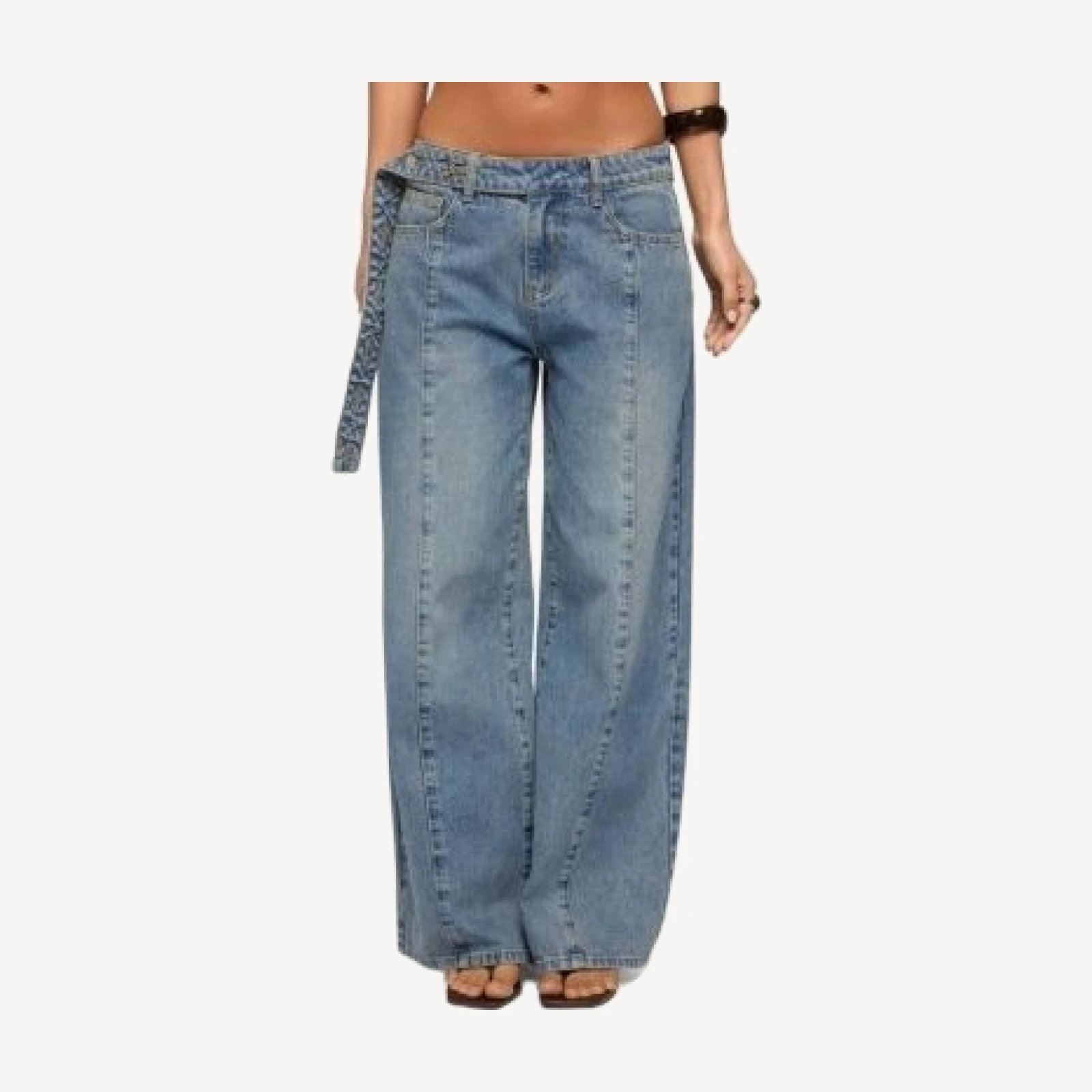 Edikted Buttoned Waist Low Rise Baggy Jeans