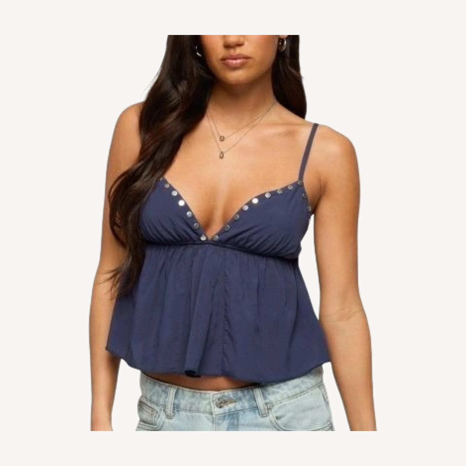 Edikted Alina Studded Babydoll Tank Top