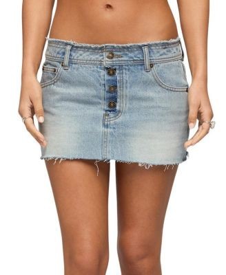 Edikted Emree Distressed Denim Mini Skirt