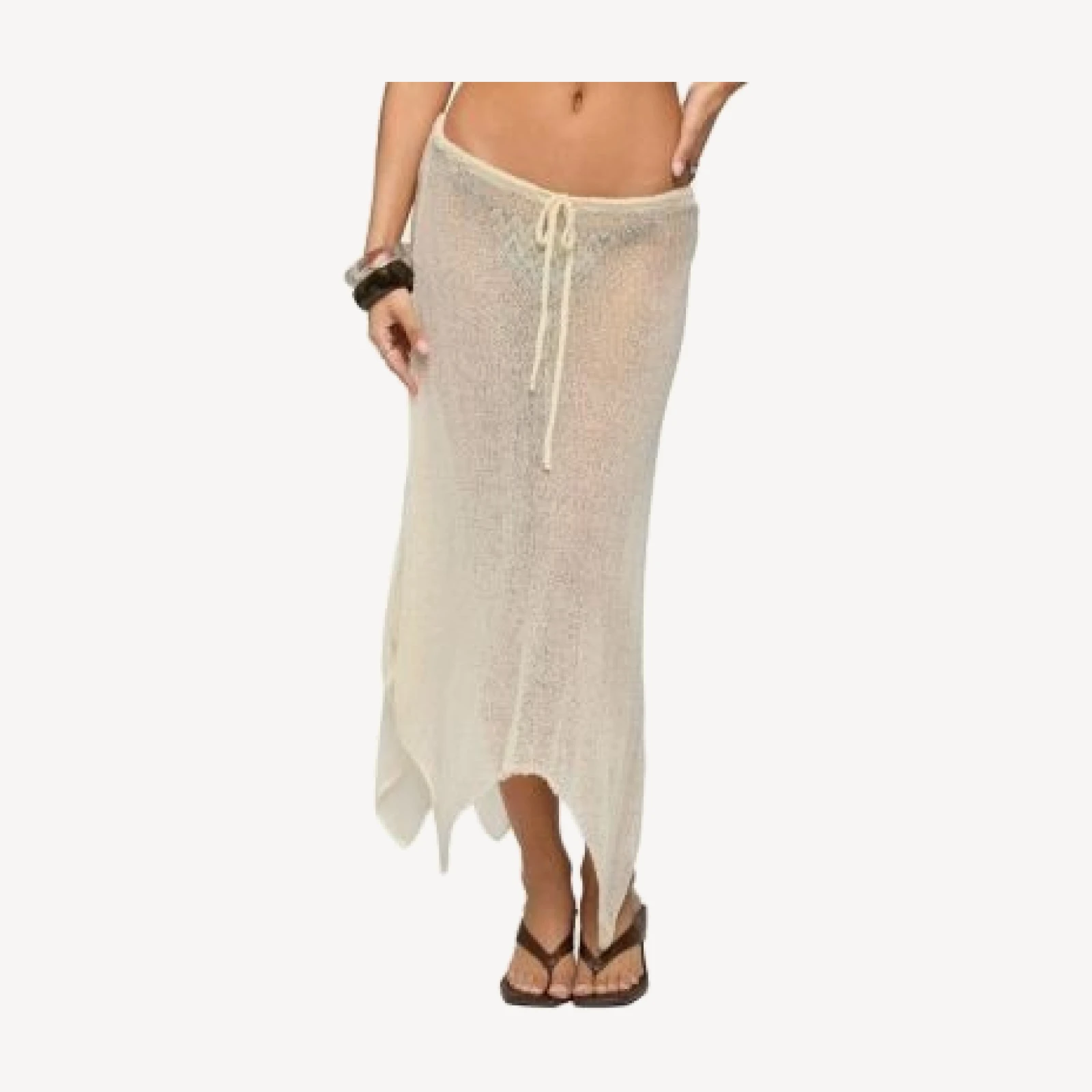 Edikted Isla Handkerchief Sheer Knit Midi Skirt