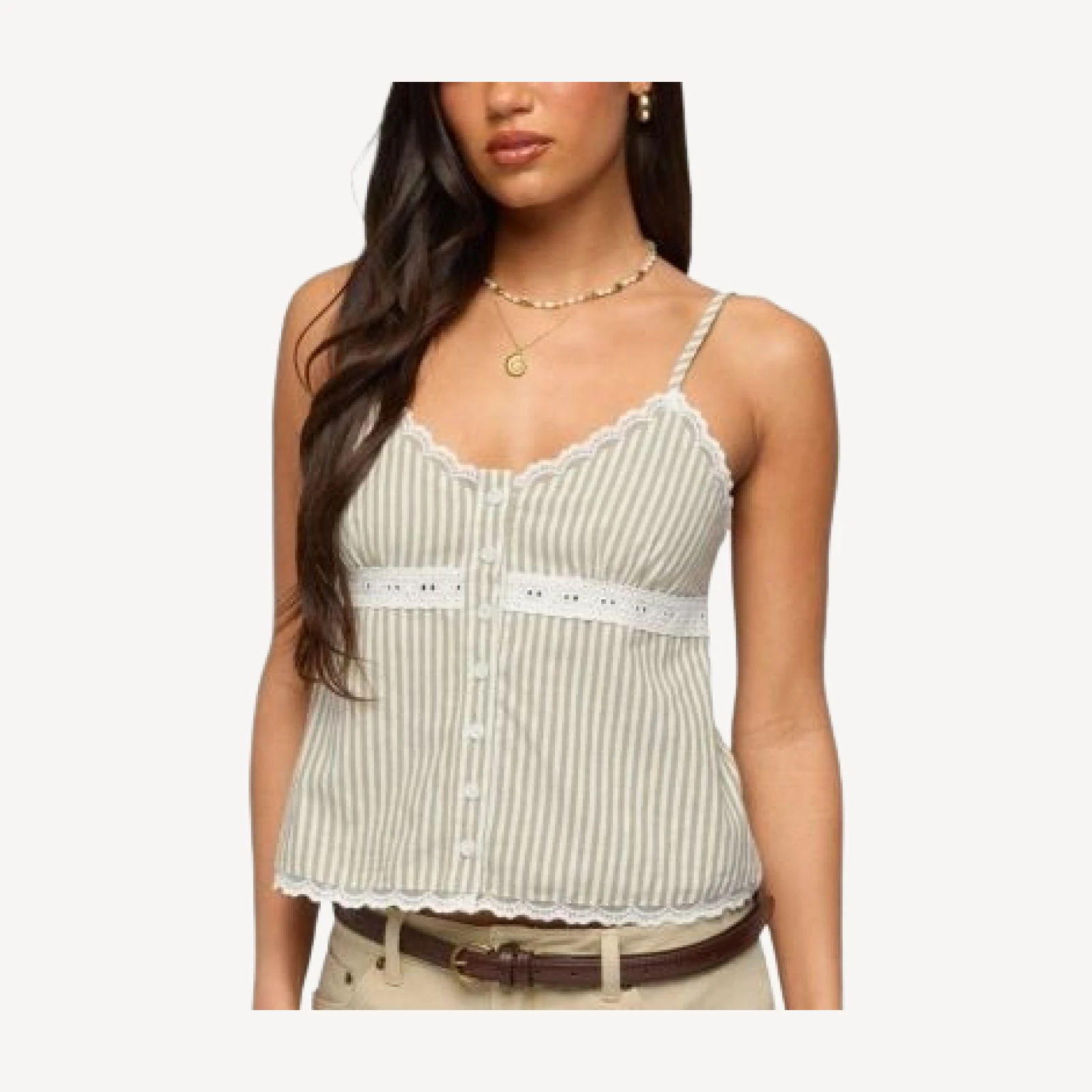 Edikted Elodie Lacey Striped Tank Top