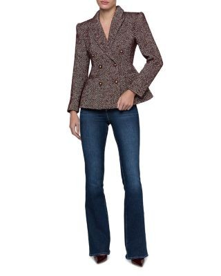 L'Agence Karima Tweed Double Breasted Cinched Waist Blazer