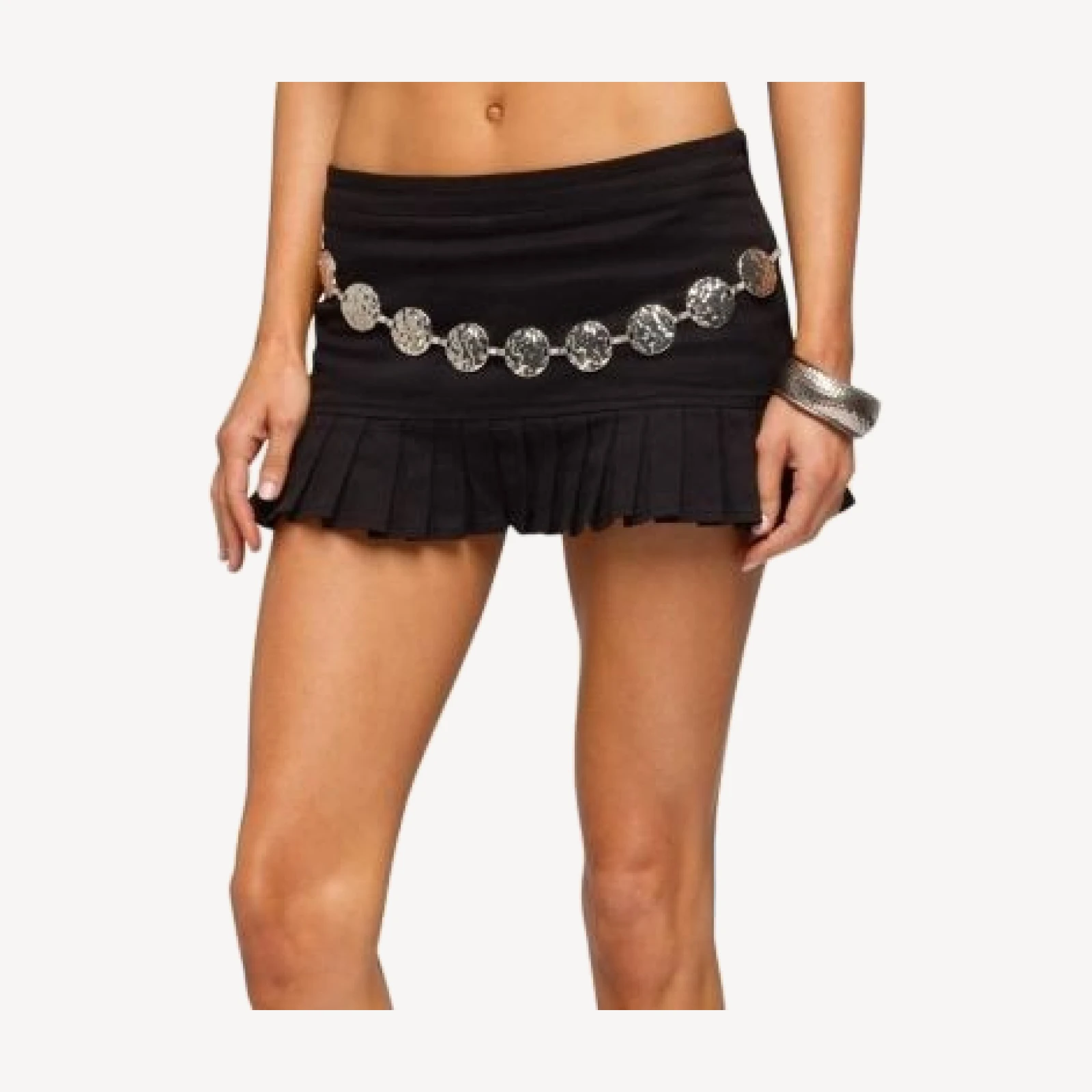 Edikted Pleated Chain Belt Mini Skort