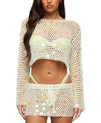 Edikted Kirah Sequin Crochet Top