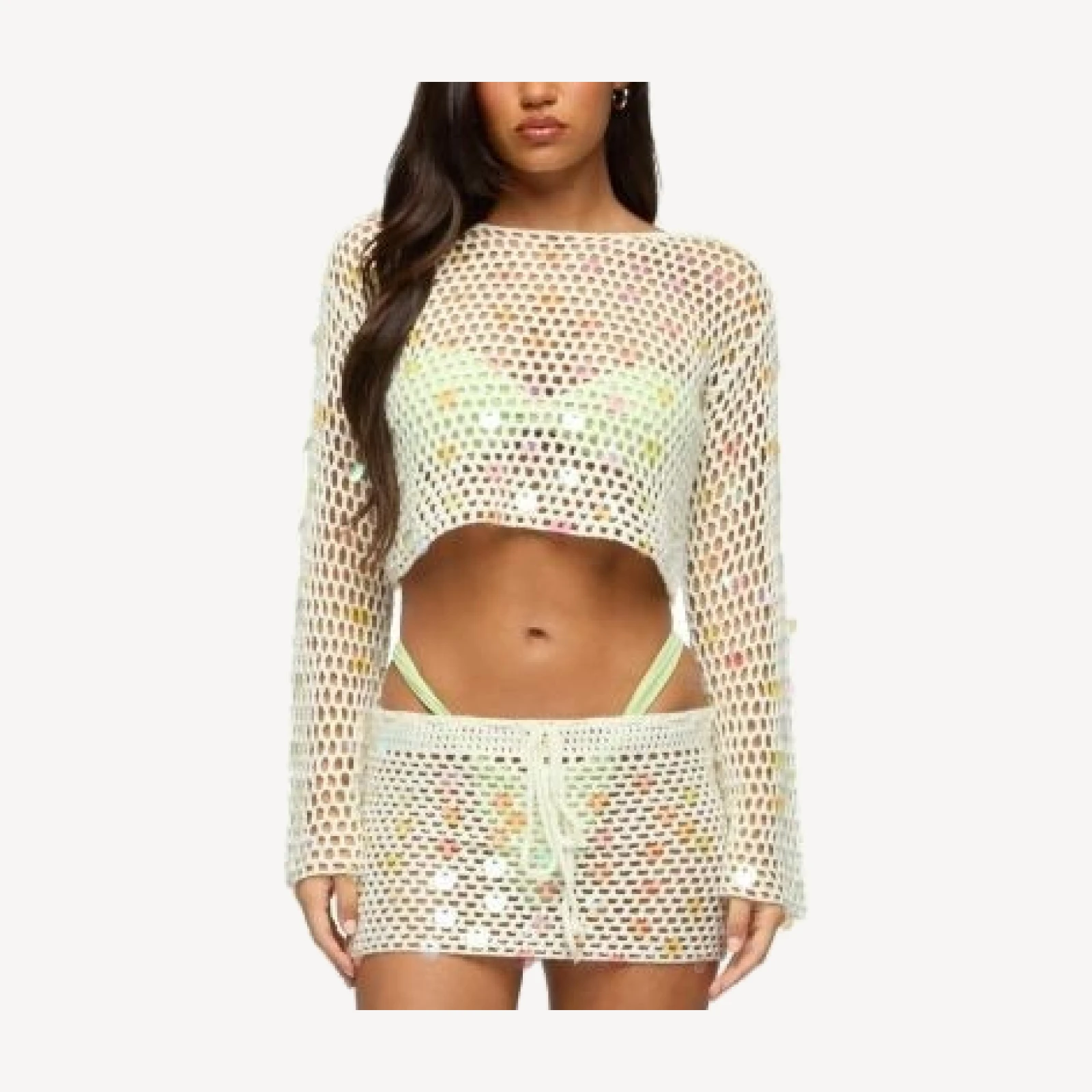Edikted Kirah Sequin Crochet Top