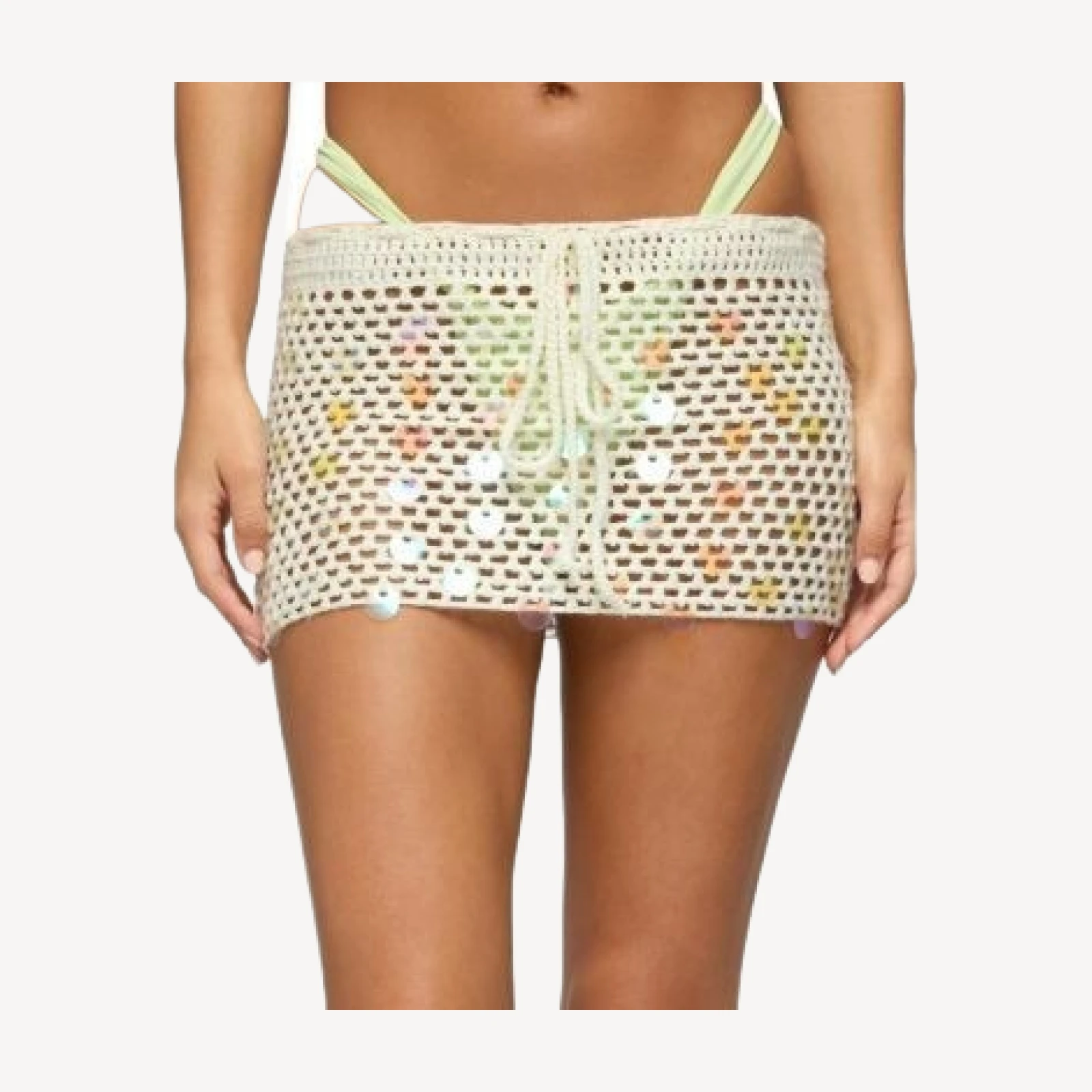 Edikted Kirah Sequin Crochet Mini Skirt