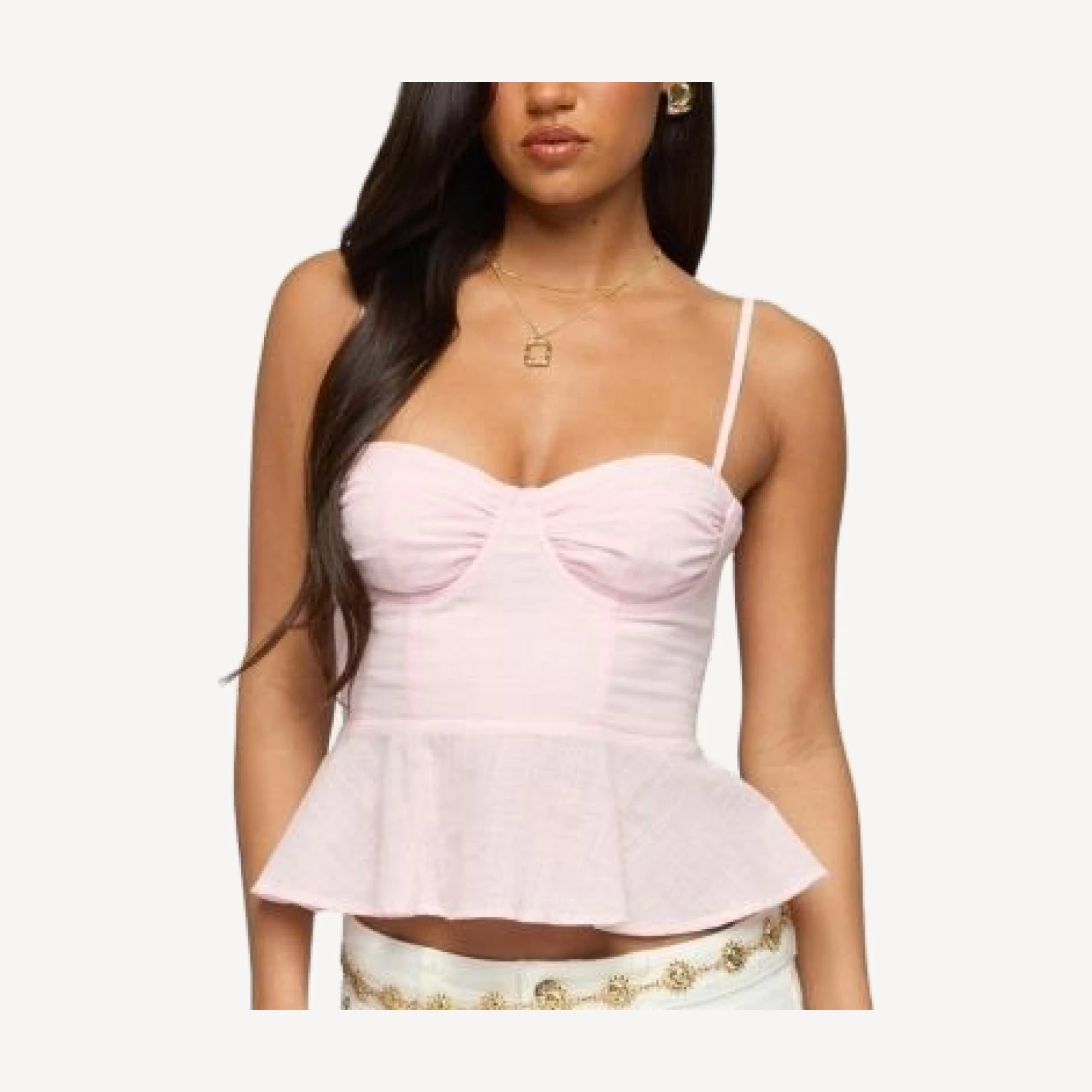 Edikted Peplum Linen Look Tank Top
