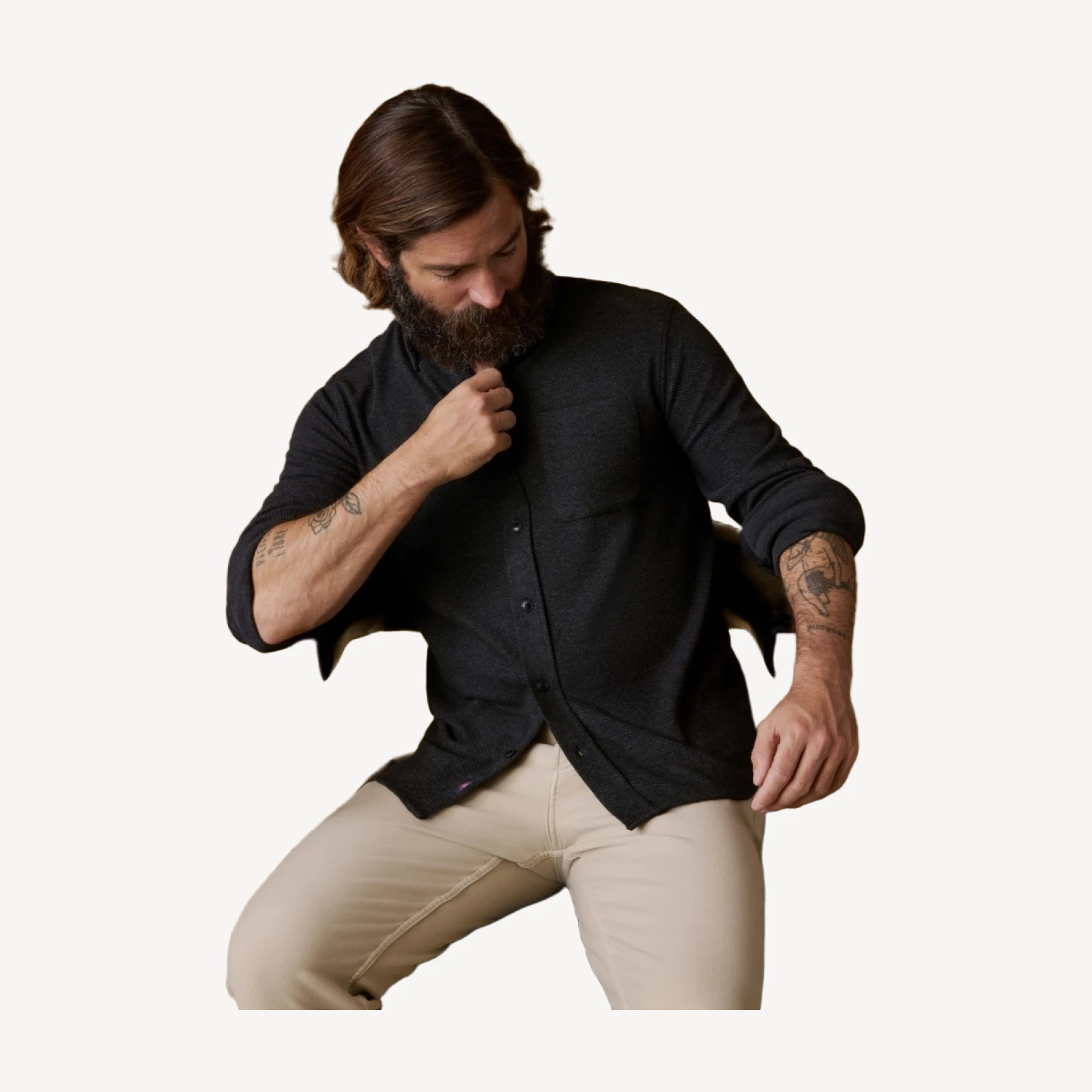 Legend Sweater Shirt (Single Pocket) - Heathered Black Twill