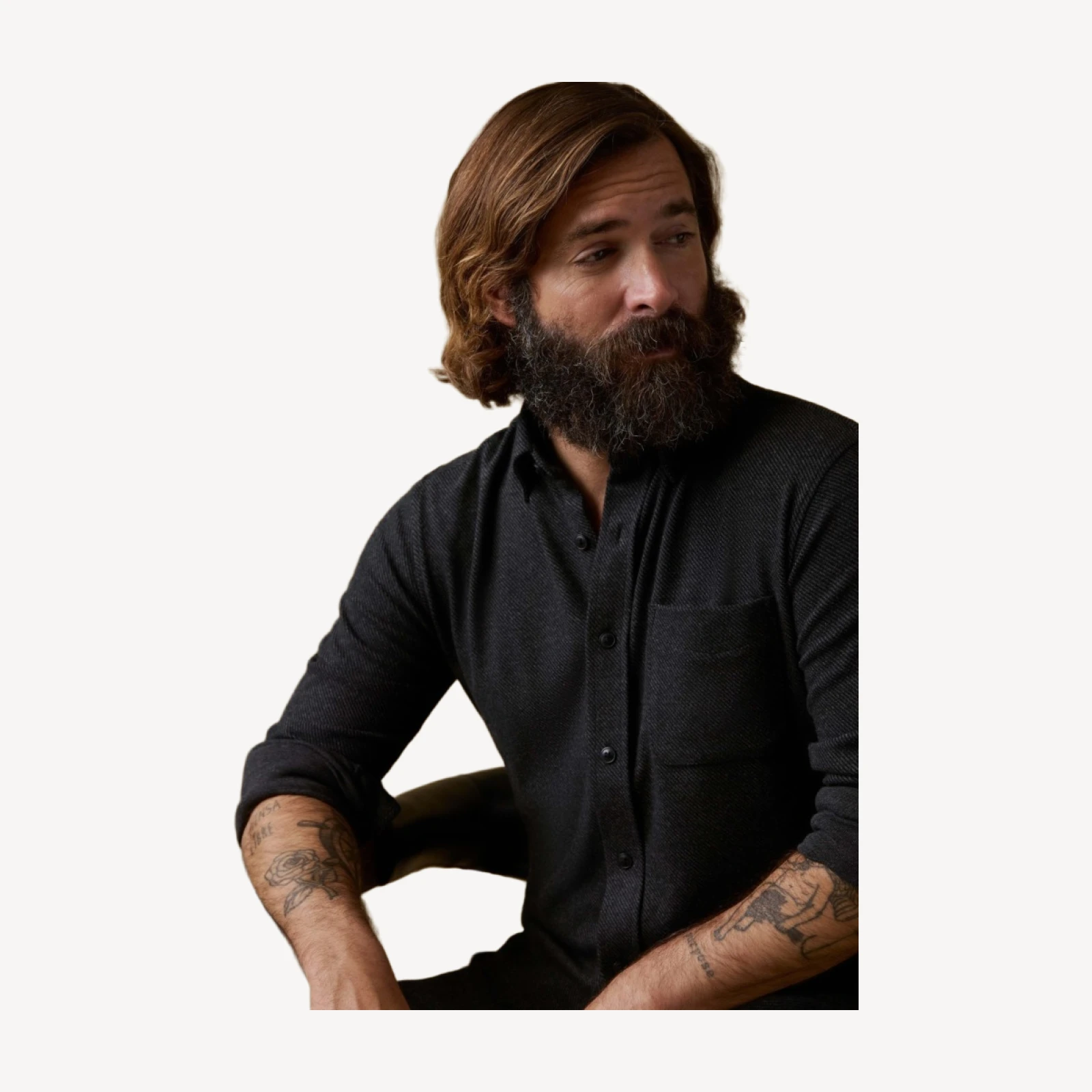 Legend Sweater Shirt (Single Pocket) - Heathered Black Twill