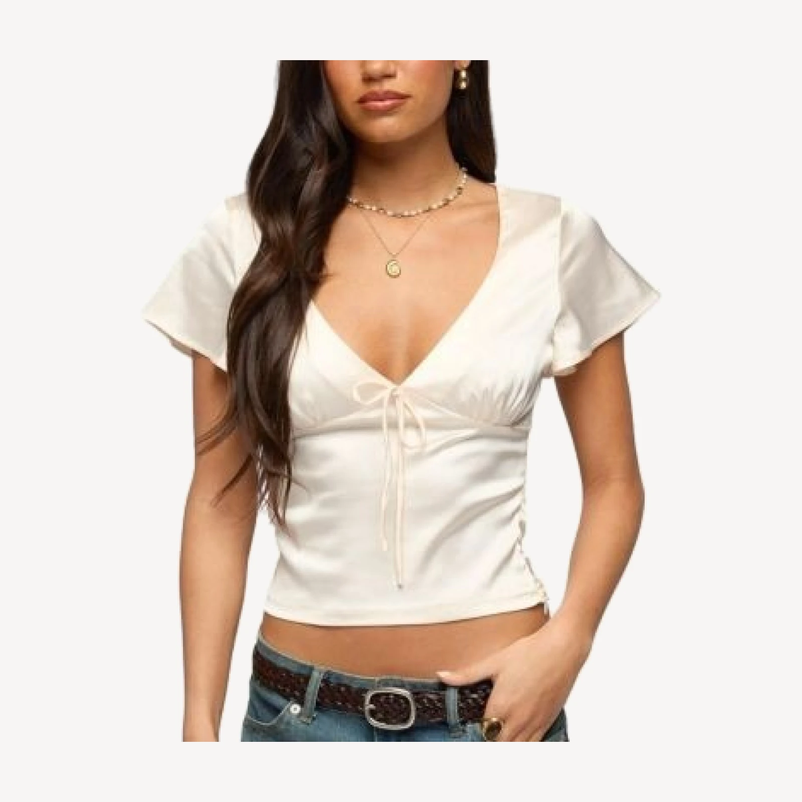 Edikted Aurora Satin Effect Ruffle Top