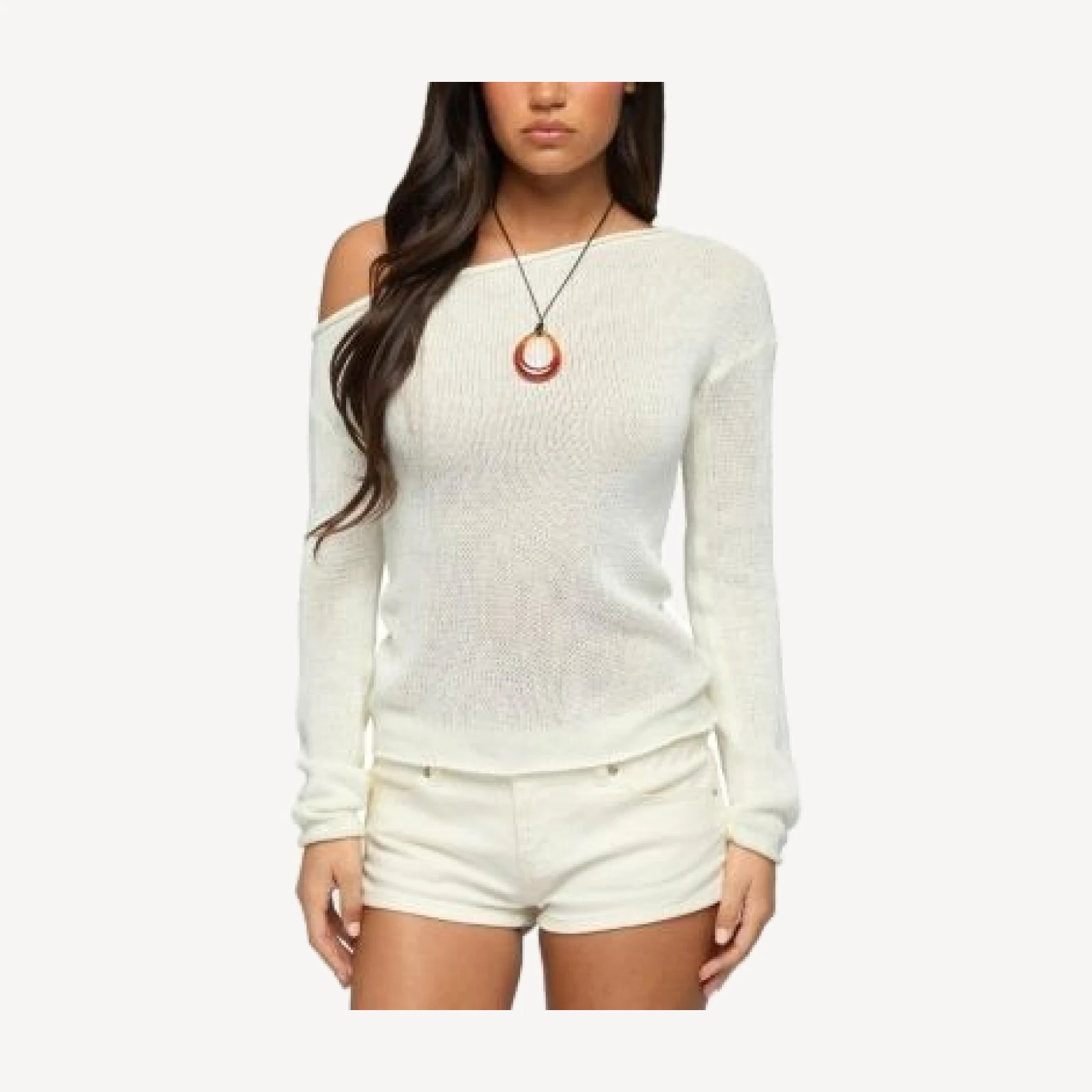 Edikted Violete Off Shoulder Sheer Sweater