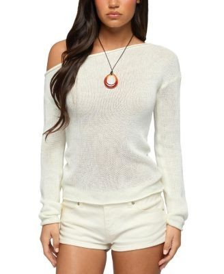Edikted Violete Off Shoulder Sheer Sweater