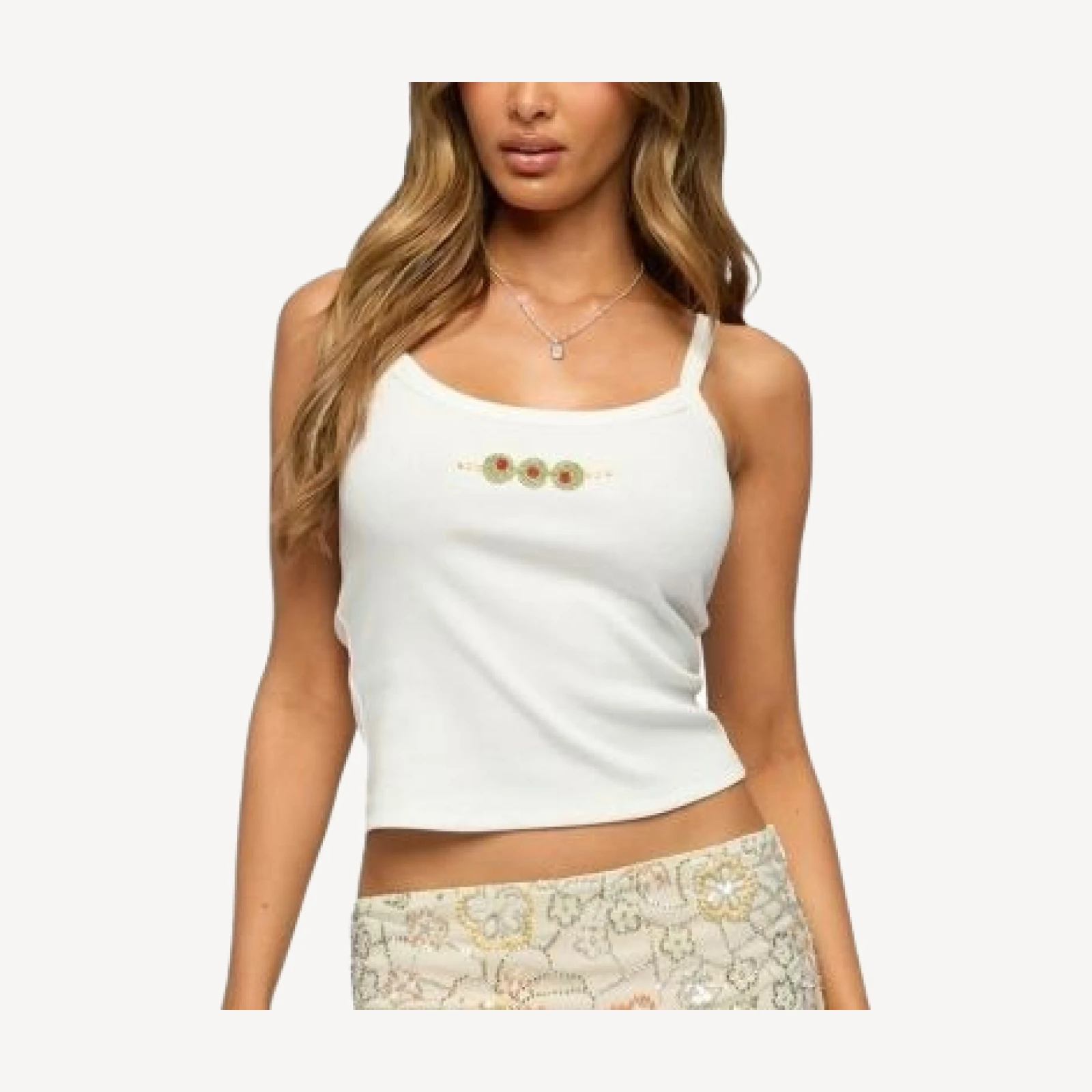 Edikted Martini Girl Bead Ribbed Tank Top