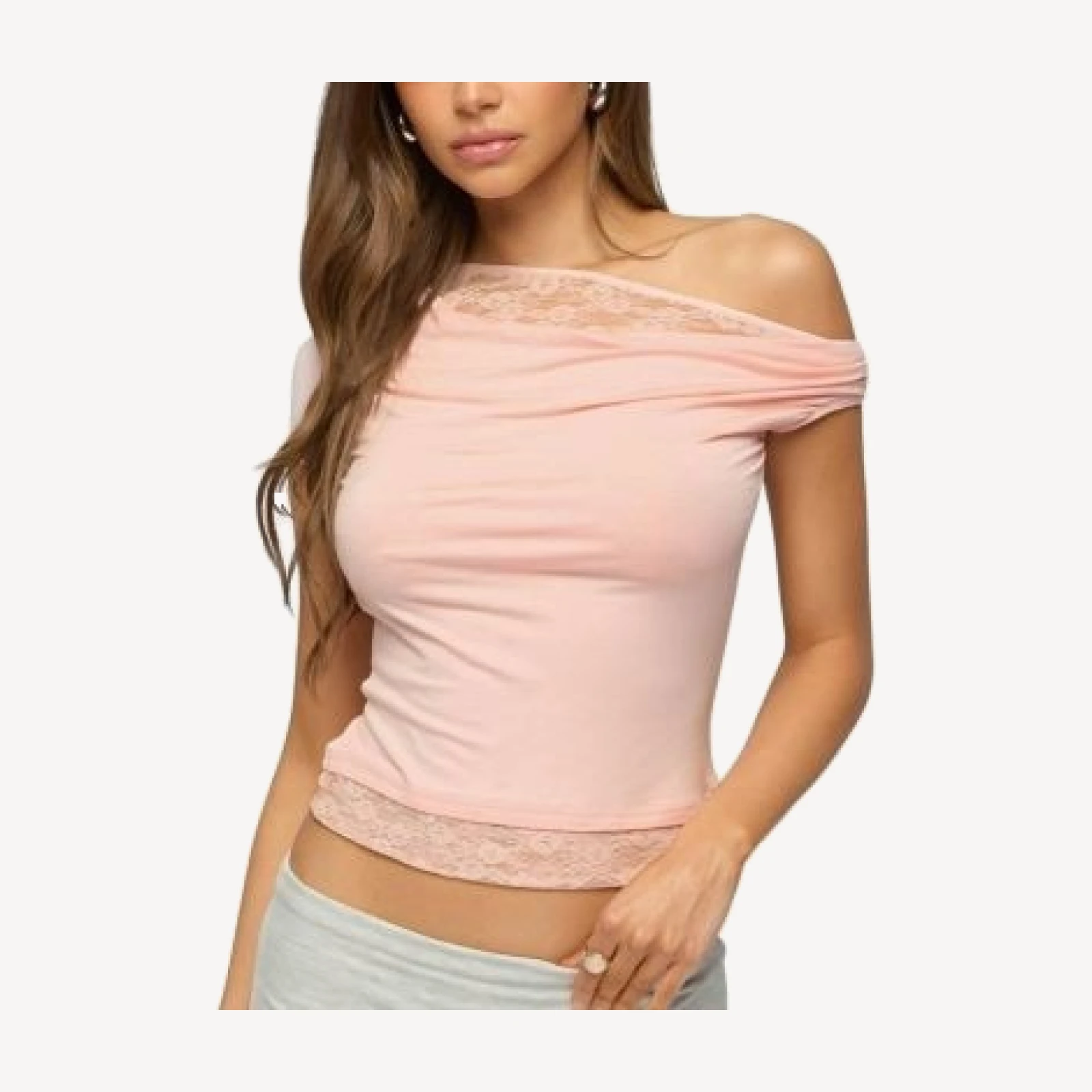 Edikted Lacey Layered Off Shoulder Top