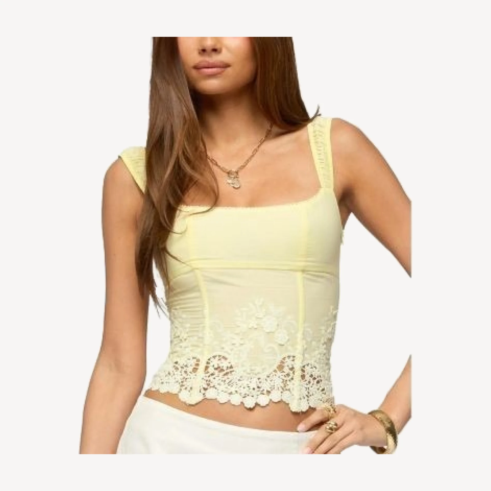 Edikted Jana Lacey Ruched Strap Corset