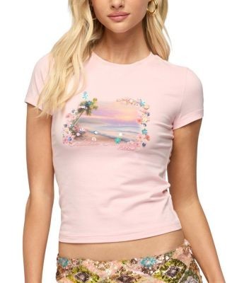 Edikted Beach Babe Sequin T Shirt