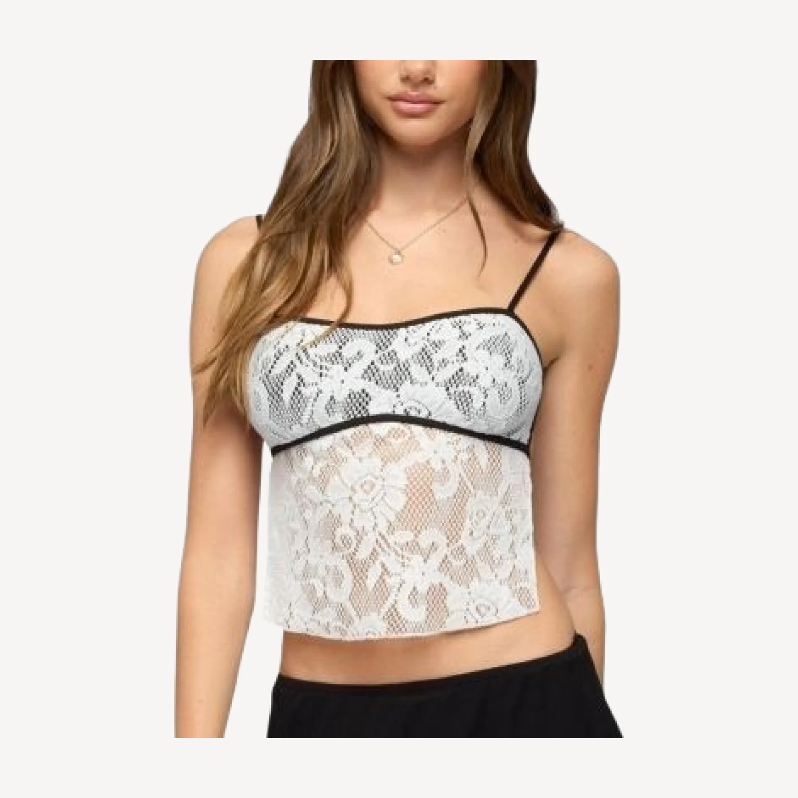 Edikted Solara Contrast Backless Sheer Crochet Top