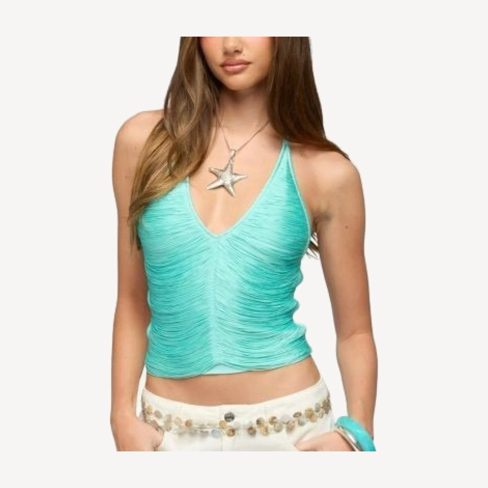 Edikted Bree Fringed Backless Halter Top